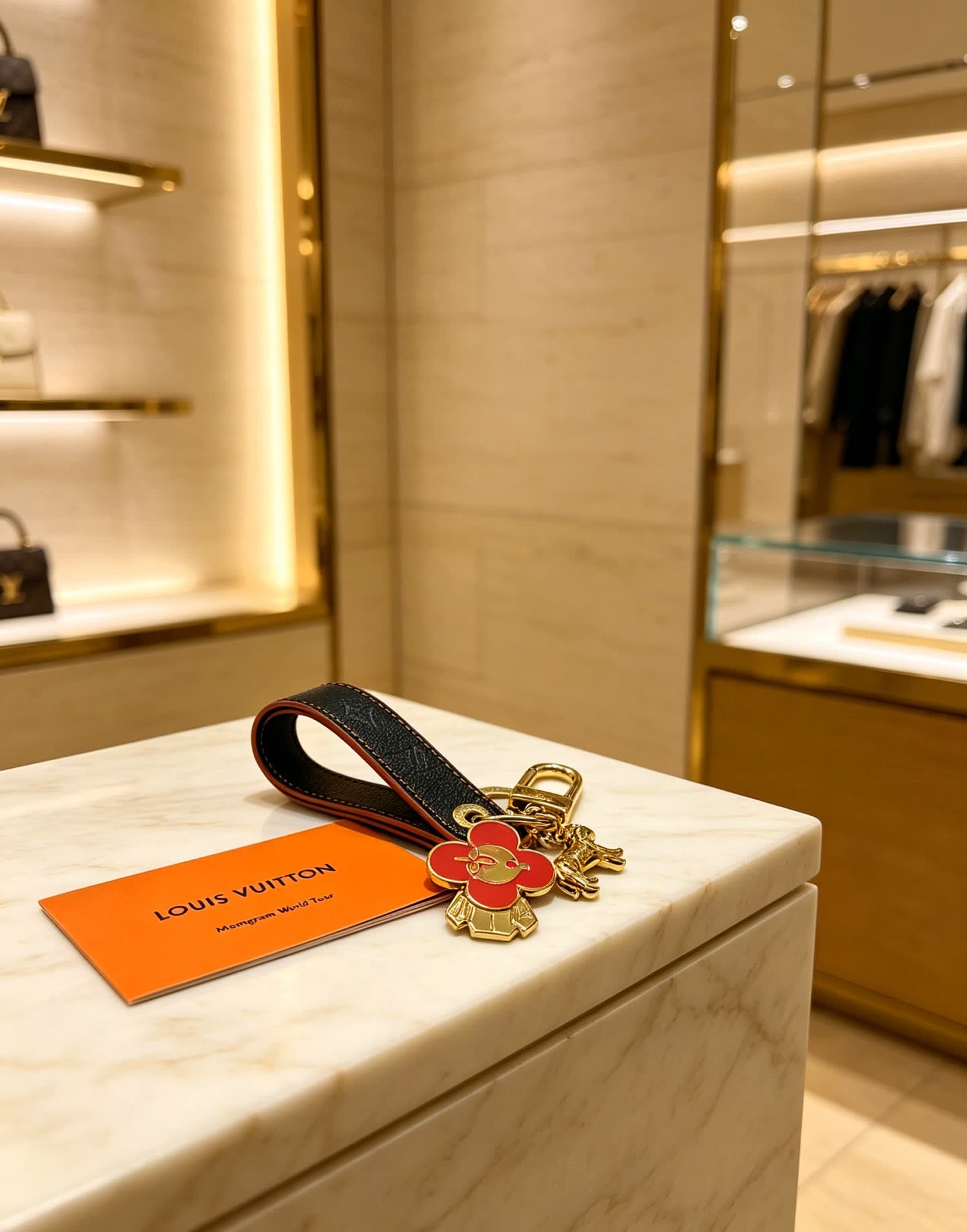 Louis Vuitton Keychain with Flower Charm